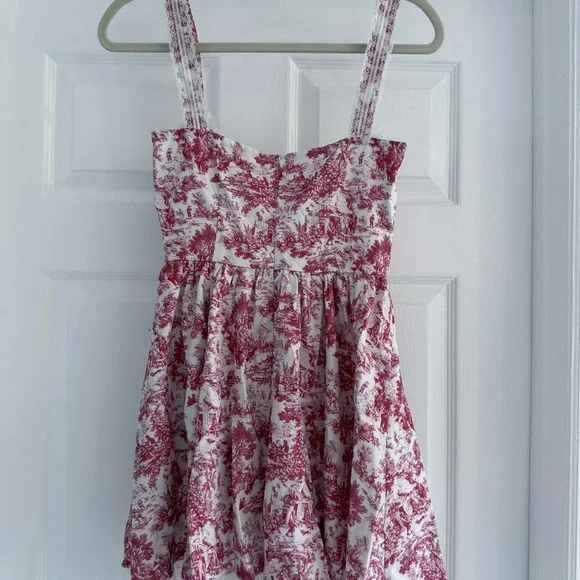 NWT BOOHOO Porcelain Toile Print Strappy Milkmaid Mini Dress 4 - Picture 8 of 10